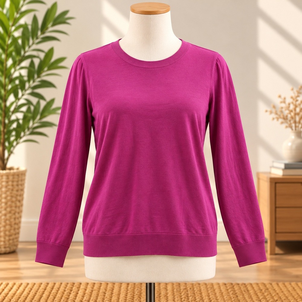 Neiman Marcus V-Neck Sweater Mens L Purple Cashmere Silk Blend Long Sleeve Knit